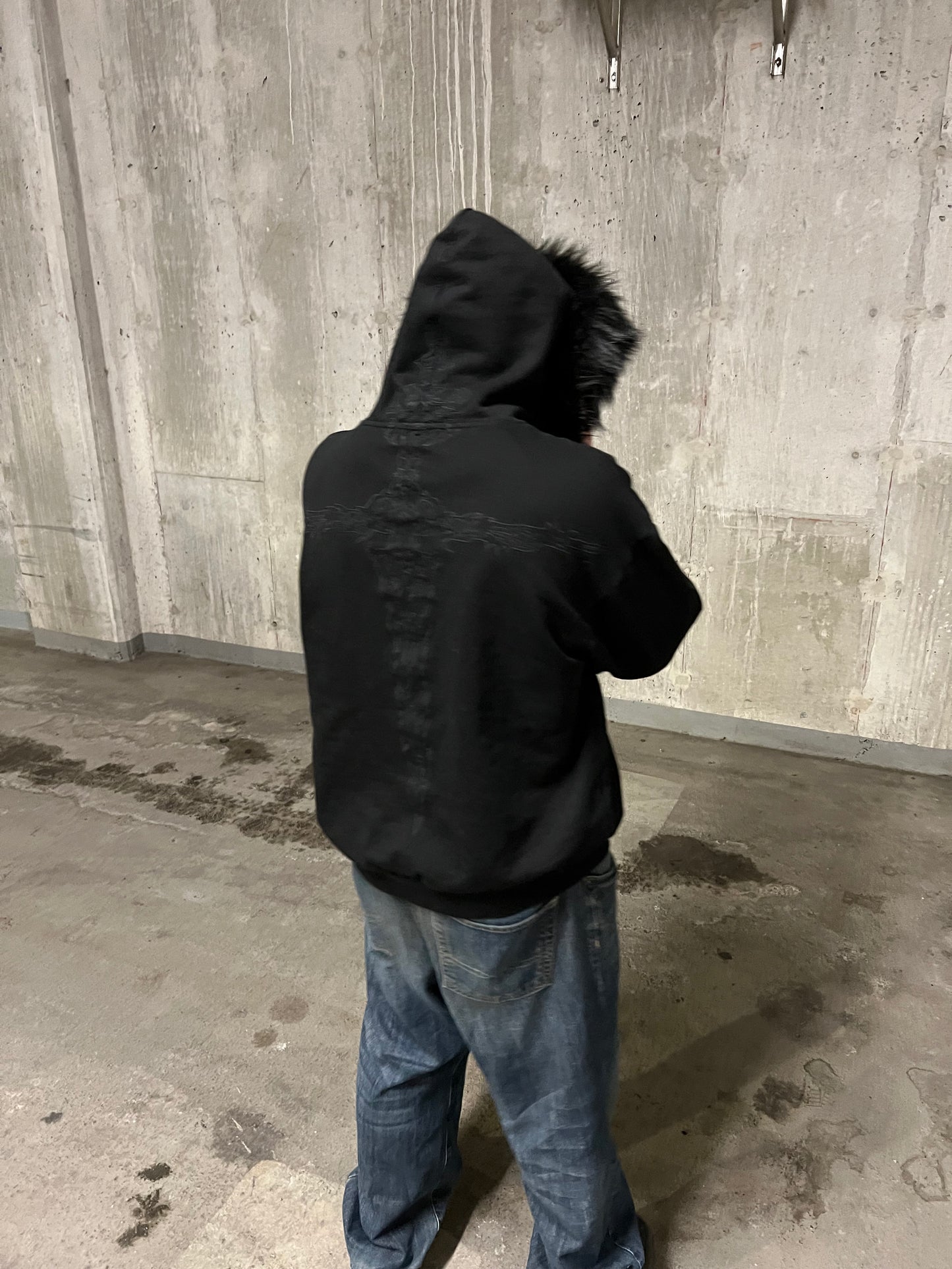 Fur hoodie detachable